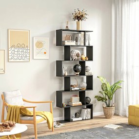 HOMCOM Bibliotecă din Lemn, Design Modern cu 6 Rafturi, 80x23x192 cm, Negru | Aosom Romania