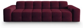 Canapea Kendal cu 4 locuri si tapiterie din catifea, rosu inchis