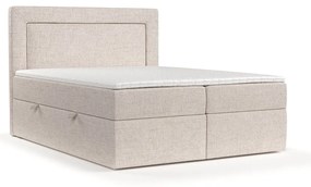 Pat boxspring bej cu spațiu de depozitare 140x200 cm Imagine – Maison de Rêve