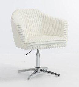 HR832CROSS Scaun Alb Teddy Cord cu Bază Cromata
