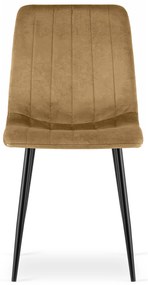 Scaun din catifea maro LAVA cu picioare negre