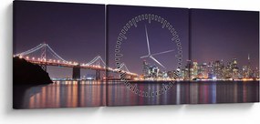 Tablou cu privirea spre San Francisco, California (cu ceas) (90x30 cm)