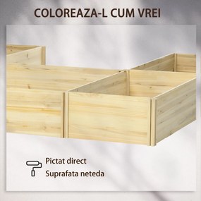 Outsunny Set 5 Jardiniere Modulare de Exterior din Lemn de Brad, pentru Grădinărit și Decor, Natural | Aosom Romania