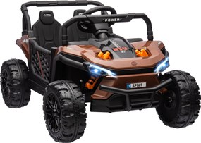 AIYAPLAY Mașină electrică pentru copii UTV buggy electric pentru copii cu telecomandă 2.4Ghz 2 motoare 103L x 69l x 59H cm maro | Aosom Romania