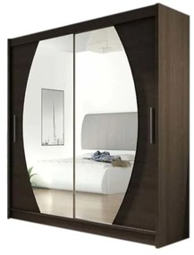 Expedo Dulap dormitor cu uşi glisante CARLA IV cu oglindă, 180x215x57, ciocolată