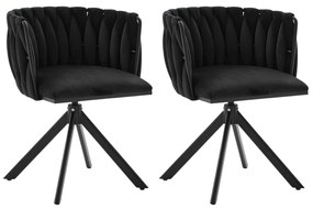 Set de 2 scaune pivotante din catifea, Negru | Aosom Romania