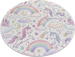 BAMBINO 61400 cerc covor lavabil Inorog, curcubeu pentru copii anti-alunecare - cremă / roz