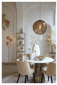 Masă de dining albă/în culoarea bronz rotundă cu blat cu aspect de marmură ø 100 cm Leyda – Light &amp; Living