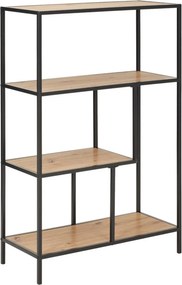 Etajera ROCKY, stejar/negru, 77x34x114 cm