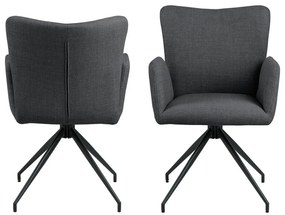 Set de scaune de sufragerie gri închis cu cotiere 2 buc. tapițat Laura – Actona