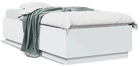 3209625 vidaXL Cadru de pat cu lumini LED, alb, 100x200 cm, lemn prelucrat