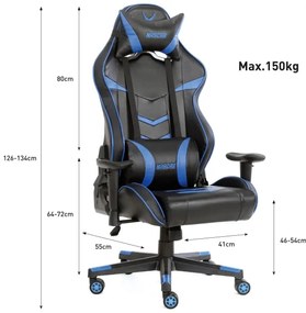 Scaun pentru jocuri video VARR Nascar negru/albastru