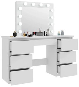 SEA516 - Set Masa toaleta, 120 cm, cosmetica machiaj, masuta vanity, oglinda cu LED-uri - Alb Mat sau Lucios cu sau fara scaun, cu sau fara Priza