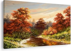Tablou - Râu în peisaj de toamnă (90x60 cm)