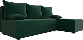 Coltar extensibil de colt VALERIO SLIM, verde inchis, reversibil, 200x140 cm + 2 perne GRATUIT