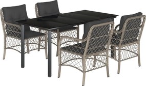 vidaXL Set mobilier de grădină cu perne, 5 piese gri deschis poliratan