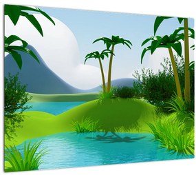 Tablou - Lac în junglă (70x50 cm)