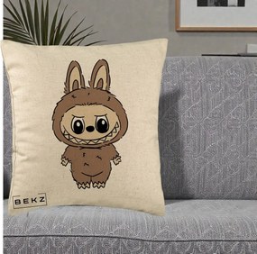 Perna Personalizata Labubu Maro Natural Solo, 40x40 cm, Bej, Husa Detasabila, Perna Inclusa, BEKZ®