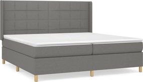 vidaXL Pat box spring cu saltea, gri închis, 200x200 cm, textil