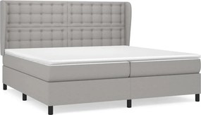 vidaXL Pat box spring cu saltea, gri deschis, 200x200 cm, textil