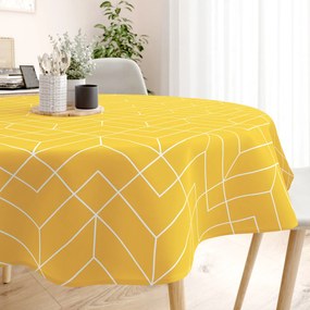Goldea față de masă 100% bumbac - mozaic galben - rotundă Ø 150 cm