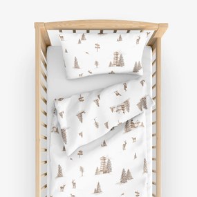 Goldea lenjerie pătuț din 100% bumbac - peisaj montan 100 x 135 și 40 x 60 cm