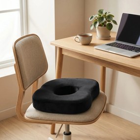 Perna ortopedica antihemoroizi ORTO PROCT memory foam cu gel racoritor, fermitate extra, Negru