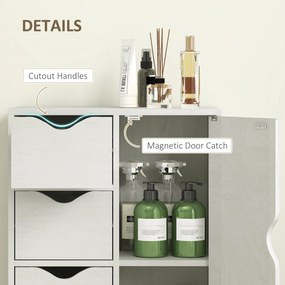 HOMCOM Mobilier Dulap Baie cu 4 Sertare si 2 Niveluri, Modern si Practic pentru Baie, Alb | Aosom Romania