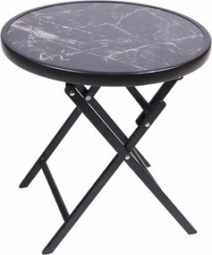Masă bistro de grădină, pliabilă, Ø 45 cm, marmură neagră