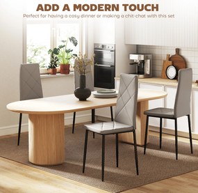 HOMCOM Set de 4 Scaune de Dining cu Spătar Înalt din Imitație de Piele și Oțel, 41x50x97cm, Gri | Aosom Romania