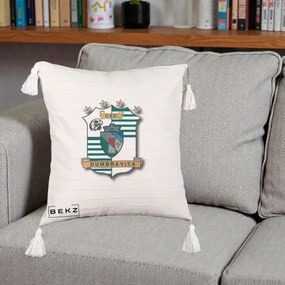 Perna Personalizata CSC Dumbravita Fotbal, 40x40 cm, Bej cu Franjuri, Husa Detasabila, Perna Inclusa, BEKZ®