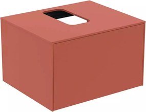 Dulap baza suspendat Ideal Standard Atelier Conca rosu - oranj mat 1 sertar si blat cu decupaj central 60 cm