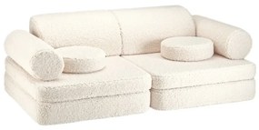Canapea pentru copii crem cu tapițerie din țesătură bouclé 132 cm Settee – Wigiwama