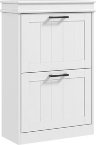 HOMCOM Dulap pentru Pantofi Spațios cu 2 Sertare Rabatabile pentru 10 Perechi de Pantofi, 54x24x82,5 cm, Alb | Aosom Romania
