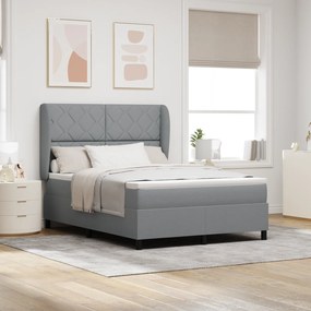vidaXL Pat cu arcuri cu saltea Gri deschis 140 x 200 cm țesătură