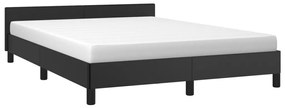 Cadru de pat cu tablie, negru, 140x190 cm, piele ecologica Negru, 140 x 190 cm