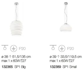 Lustra/ Pendul modern diametru 38cm, KARMA SP1 BIG BIANCO 132365