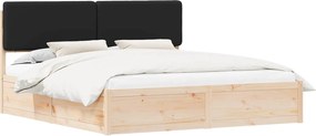 vidaXL Cadru de pat cu tăblie tapițată cu headboard Negru 200 x 200 cm