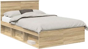 vidaXL Cadru de pat cu headboard Sonoma 120 x 200 cm Lemn compozit
