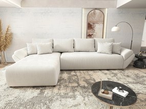 Colțar extensibil dumonde cu ladă de depozitare si sezut confortabil din spuma high-density, Berlin XL Zoom Crem 350x185 cm