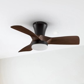 Lustra LED cu Ventilator si telecomanda design modern POLARIS negru/nuc