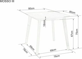 OFERTA Masa de dining cu blat decor stejar MOSSO III 80x80 II. calitate