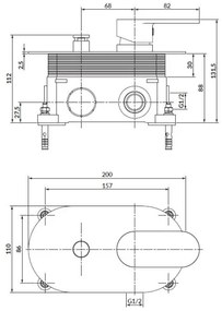 Baterie de duș pentru instalare ascunsă Cersanit S951-322 CREA negru