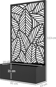 Outsunny Jardinieră Ridicată din Metal pentru Exterior cu Panou pentru Intimitate și Ghiveci, Montare pe Perete sau Independentă, Negru | Aosom Romania