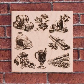 DUBLEZ | Tablou din lemn pentru perete - Vin fiert