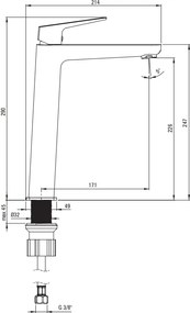 BLUR - Baterie de lavoar înalta BQL_D20K Finisaj: Titan