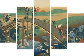Tablou - Katsushika Hokusai, Ariwara no Narihirafrom the series One Hundred, Poems Explained by the Nurse (Hyakunin isshu uba ga etoki), reproducere (150x105 cm)