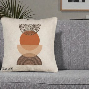 Perna Decorativa Boho Stiva Forme Punctate Terracotta, 40x40 cm, Bej Canapea, Husa Detasabila, Perna Inclusa, BEKZ®