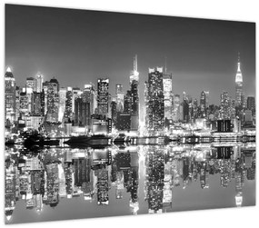 Tablou pe sticlă - New York, alb-negru (70x50 cm)
