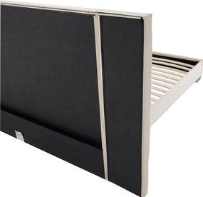 Pat cu somieră şi iluminare LED, 160x200, ţesătură Velvet bej, ALTESA